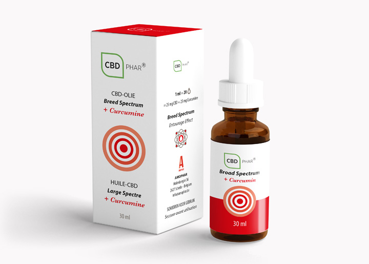 CBD-olie Breed Spectrum met Curcumine 30ml.