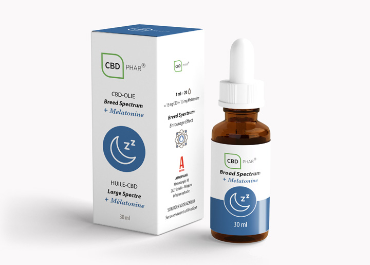 CBD-olie Breed Spectrum met Melatonine 30 ml.