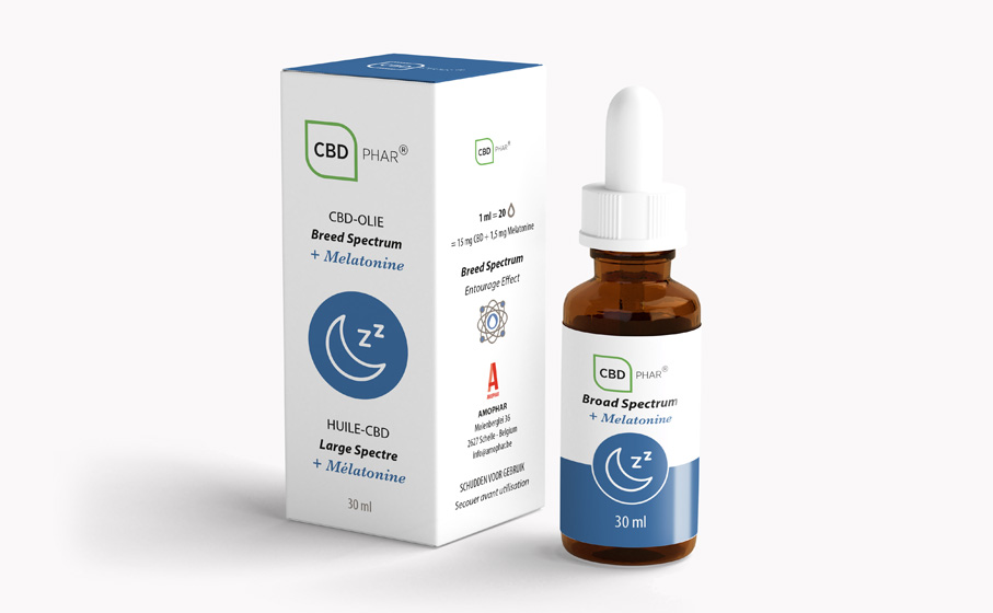 Design packaging & logo CBD-oil with Melatonin 30 ml - Amophar.