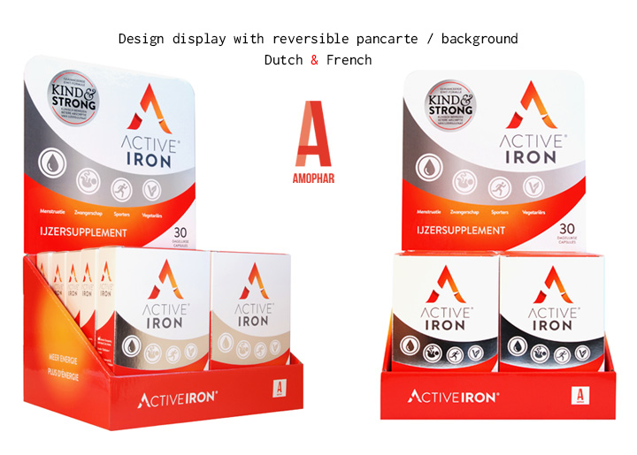 Ontwerp Display & Pancarte 'ActiveIron' - Amophar. 